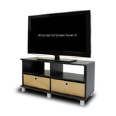 Furinno Entertainment Center w/2 Bin Drawers, Espresso/Brown